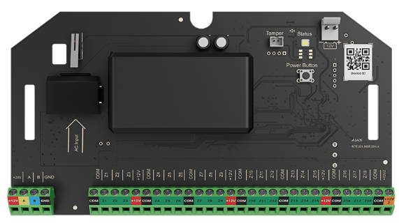 Πλακέτα Fibra Integration Module για την σύνδεση 18 ενσύρματων περιφερειακών συσκευών/ζώνων.